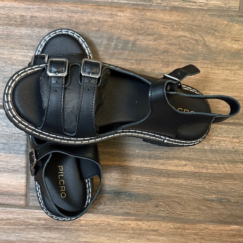 NWT Pilcro Black Sandals with Double Buckle